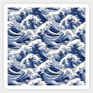 Ephemeral Crests: Hokusai Waves Reimagined Sticker